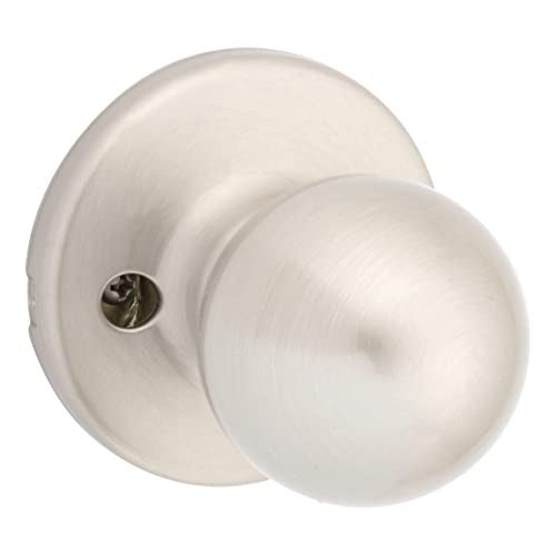 Kwikset Polo Dummy Door Knob, Single Sided Handle for Closets, French Double Doors, and Pantry, Satin Nickel Non-Turning Interior Push/Pull Door Knob, with Microban Protection - Image 1