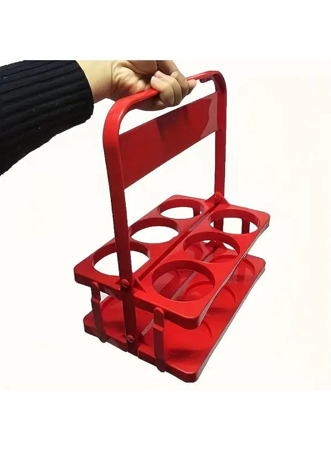 Red Foldable Plastic Beer Basket With Handles Portable Multi Bottle Holder - Image 3
