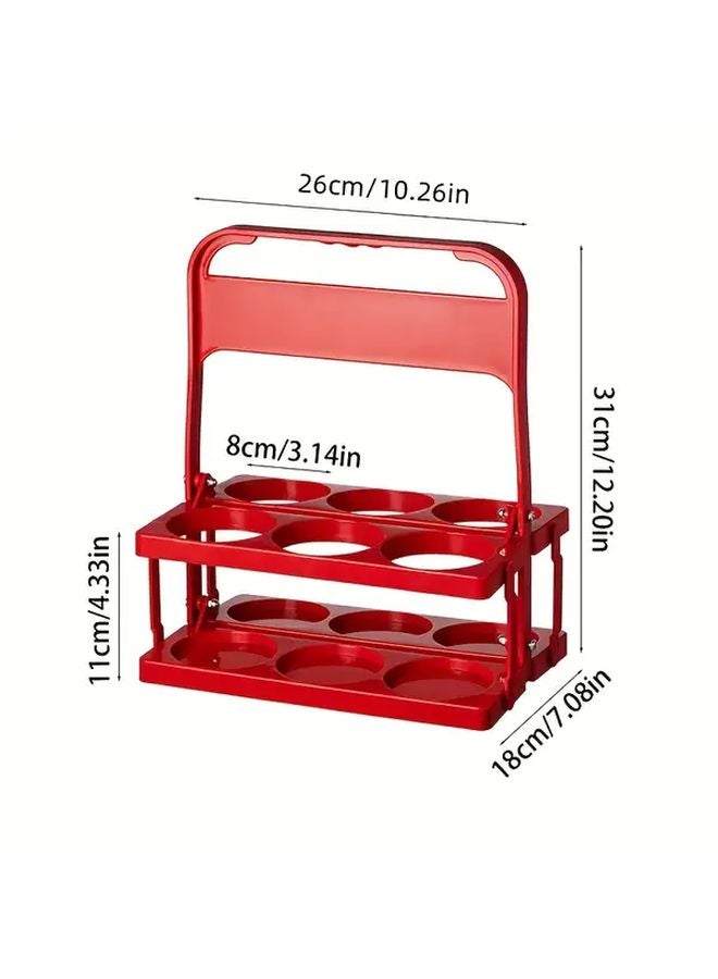 Red Foldable Plastic Beer Basket With Handles Portable Multi Bottle Holder - Image 4