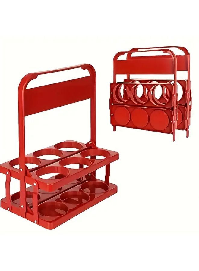 Red Foldable Plastic Beer Basket With Handles Portable Multi Bottle Holder - Image 5