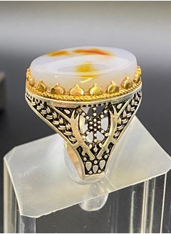 Men's Silver Ring Natural Yemeni Aqeeq 925 Royal Gemstone Rings New Set Royal Crafting Gift Rosary Rosary For Man Luxury Packaging Luxury Men's Gift Sets A10