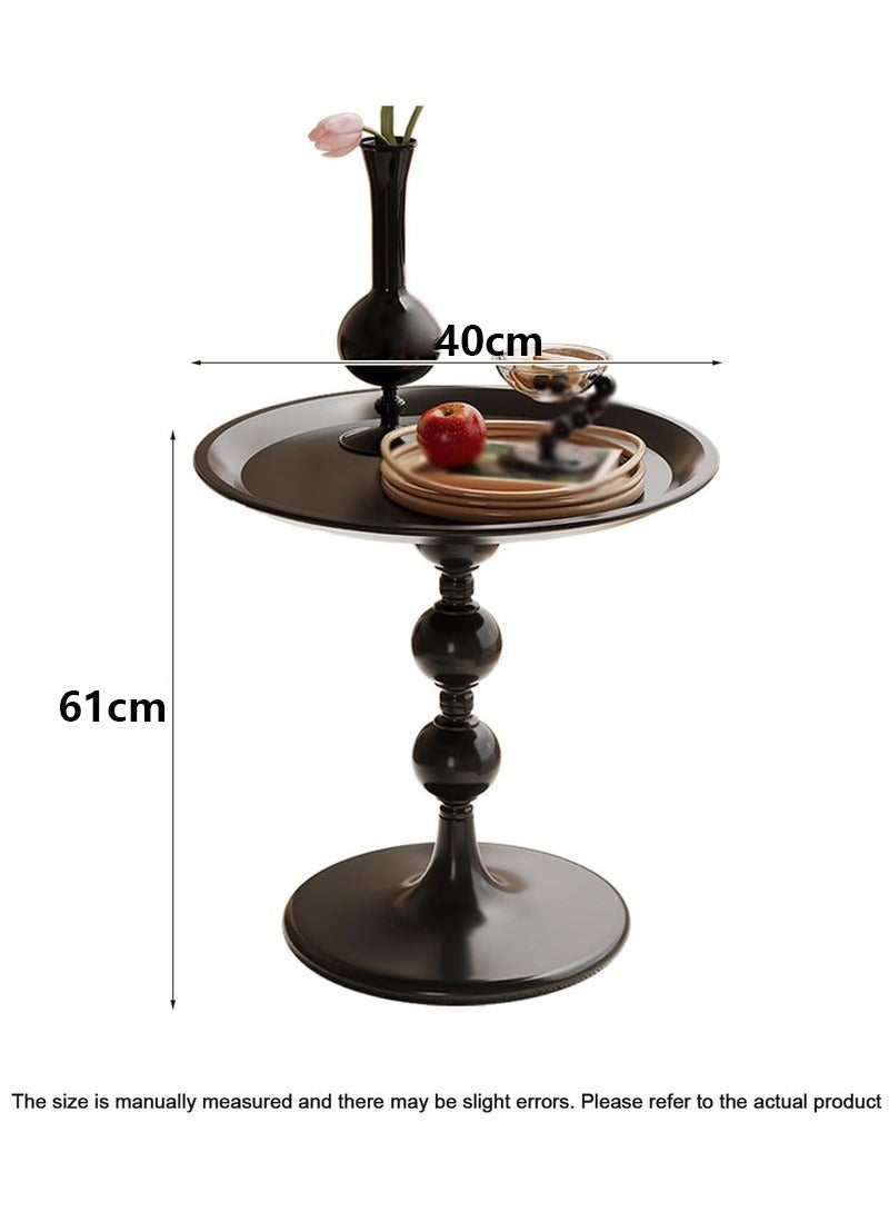 شو وو طاولة جانبية، طاولة جانبية لأريكة غرفة المعيشة، طاولة نهاية مستديرة، طاولات قهوة معدنية دائرية، طاولة جانبية للمساحات الصغيرة الداخلية والخارجية وغرفة المعيشة وغرفة النوم أو المكتب، تخزين مفتوح، أسود - Image 2