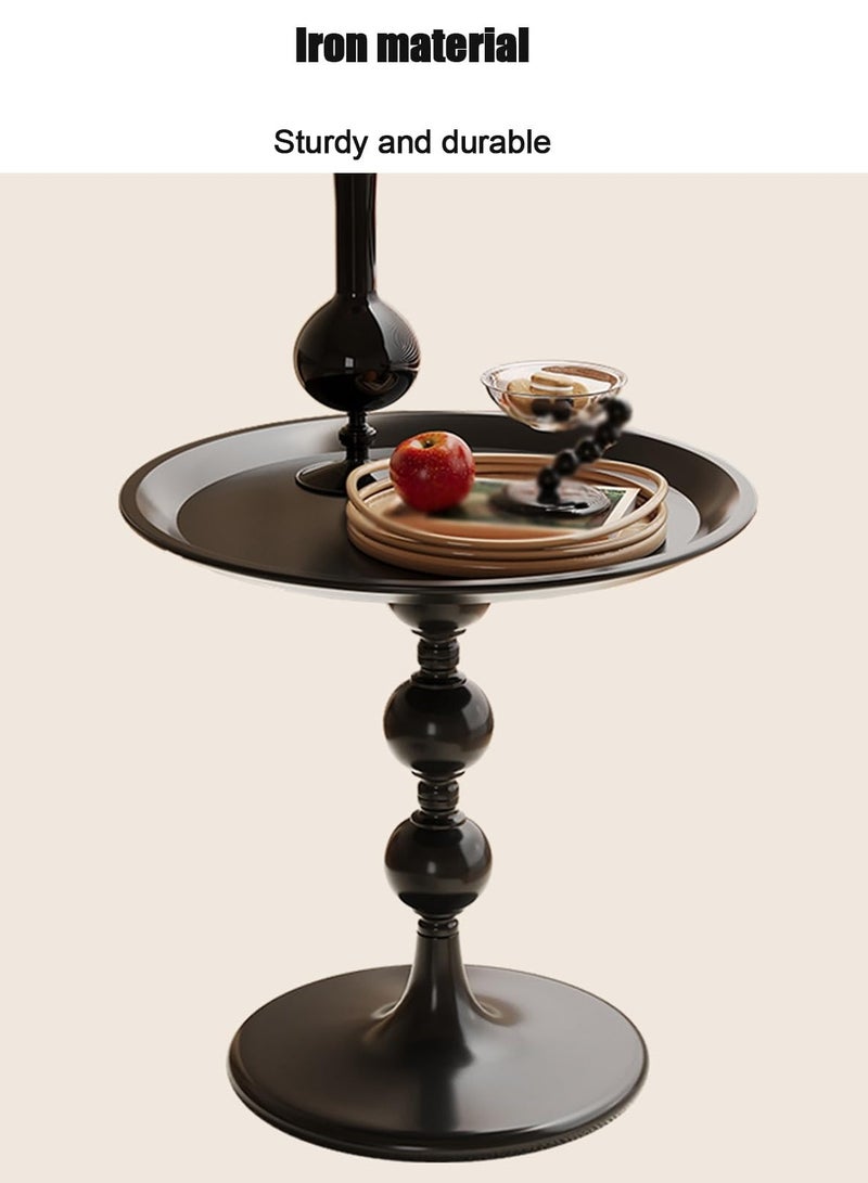 شو وو طاولة جانبية، طاولة جانبية لأريكة غرفة المعيشة، طاولة نهاية مستديرة، طاولات قهوة معدنية دائرية، طاولة جانبية للمساحات الصغيرة الداخلية والخارجية وغرفة المعيشة وغرفة النوم أو المكتب، تخزين مفتوح، أسود - Image 4