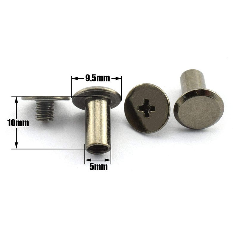 LQ Industrial 50pcs Chicago Screw Cross Head Phillips Drive Binding Screws Rivet Book Binding DIY Leather Craft Assembly Bolt 5x10mm Black - Image 2