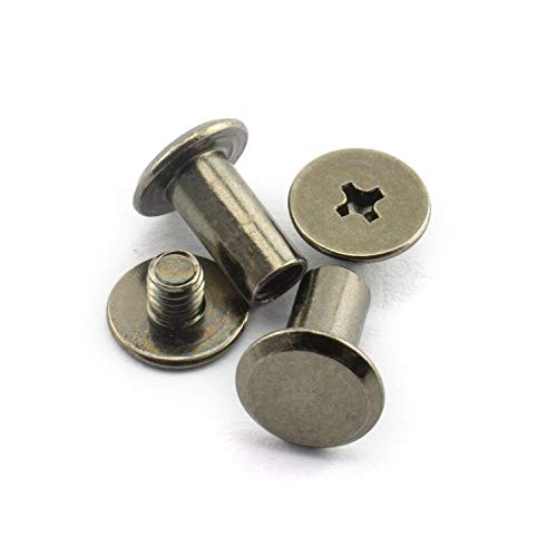 LQ Industrial 50pcs Chicago Screw Cross Head Phillips Drive Binding Screws Rivet Book Binding DIY Leather Craft Assembly Bolt 5x10mm Black - Image 3