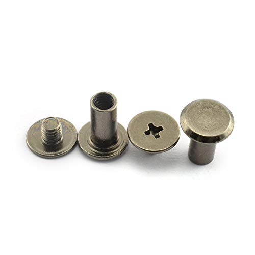 LQ Industrial 50pcs Chicago Screw Cross Head Phillips Drive Binding Screws Rivet Book Binding DIY Leather Craft Assembly Bolt 5x10mm Black - Image 4