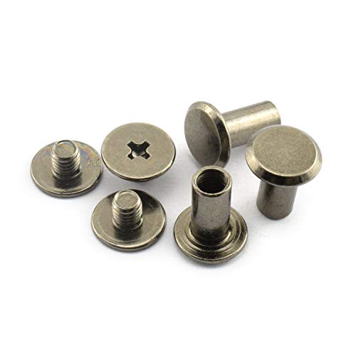 LQ Industrial 50pcs Chicago Screw Cross Head Phillips Drive Binding Screws Rivet Book Binding DIY Leather Craft Assembly Bolt 5x10mm Black - Image 1