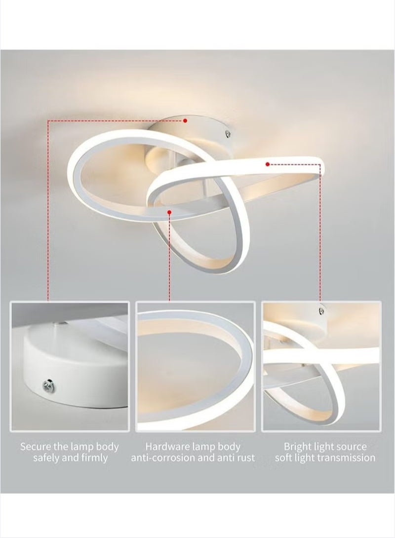 Haikomin Modern LED Ceiling Light Round Geometry Ceiling Lamp Chic Chandelier Tricolor for Hallway Living Room Bedroom 24W Dia 25 cm White - Image 3