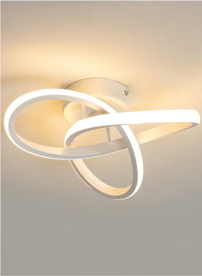 Haikomin Modern LED Ceiling Light Round Geometry Ceiling Lamp Chic Chandelier Tricolor for Hallway Living Room Bedroom 24W Dia 25 cm White - Image 1