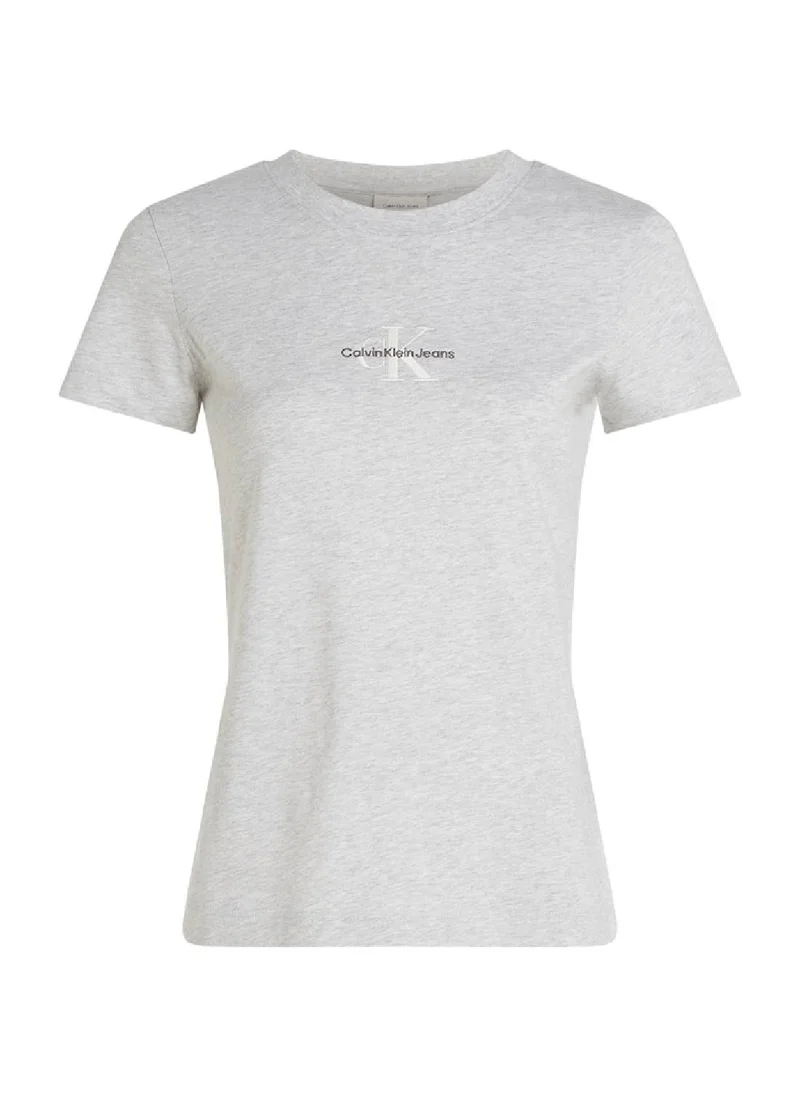 Calvin Klein Jeans Women's  Slim Monogram T-Shirt, Grey - Cotton