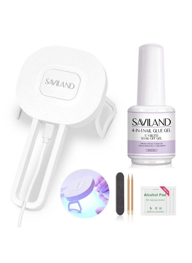 Saviland Nail Glue Gel And U V Light For Nails  15Ml Multifunction Gel Nail Glue & Innovation U V Nail Lamp For Gel Nails Extension Nail Kit Gel Nail Glue For Nails Tip Home Diy Salon Use  - Image 1