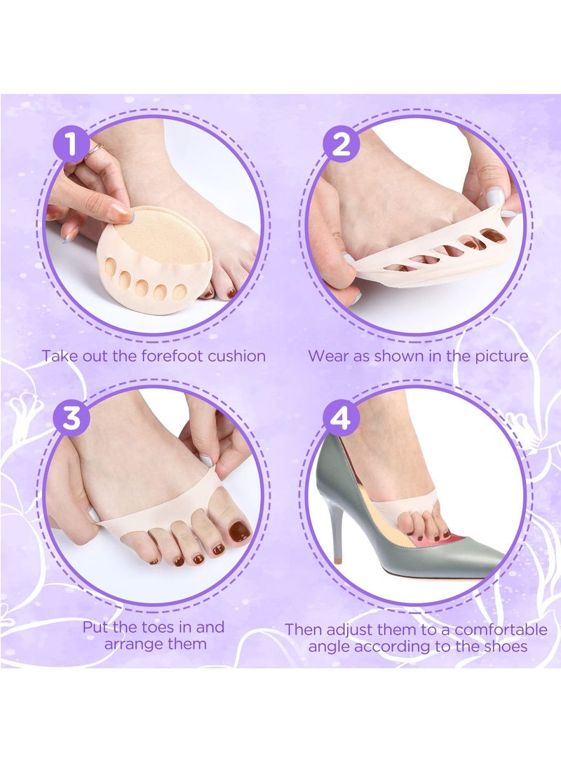 SYOSI Honeycomb Forefoot Pads Fabric Foot Cushions Forefoot Pad Feet Sweat Pads Metatarsal Pads Reusable Relief Foot Fatigue Pain for Women Various Shoe Types（5 Pairs ）  - Image 5