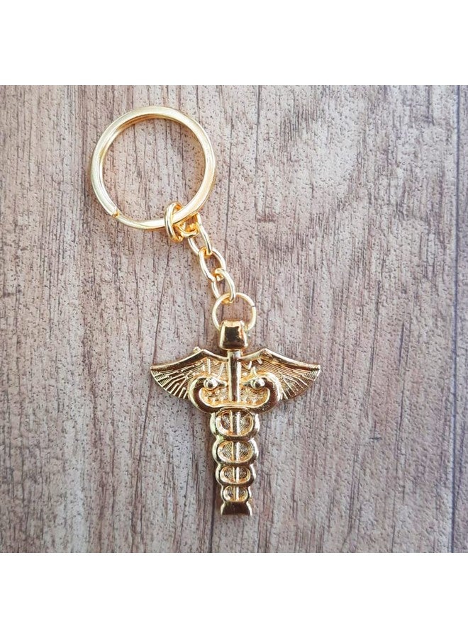 Yey Doctor Logo Golden Plated Keychain Metal Keyring With Doctor Symbol/Caduceus Best Gift for Doctors & Medical Staff for Birthday & Doctor's Day - Image 5