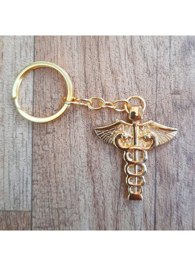 Yey Doctor Logo Golden Plated Keychain Metal Keyring With Doctor Symbol/Caduceus Best Gift for Doctors & Medical Staff for Birthday & Doctor's Day - Image 3