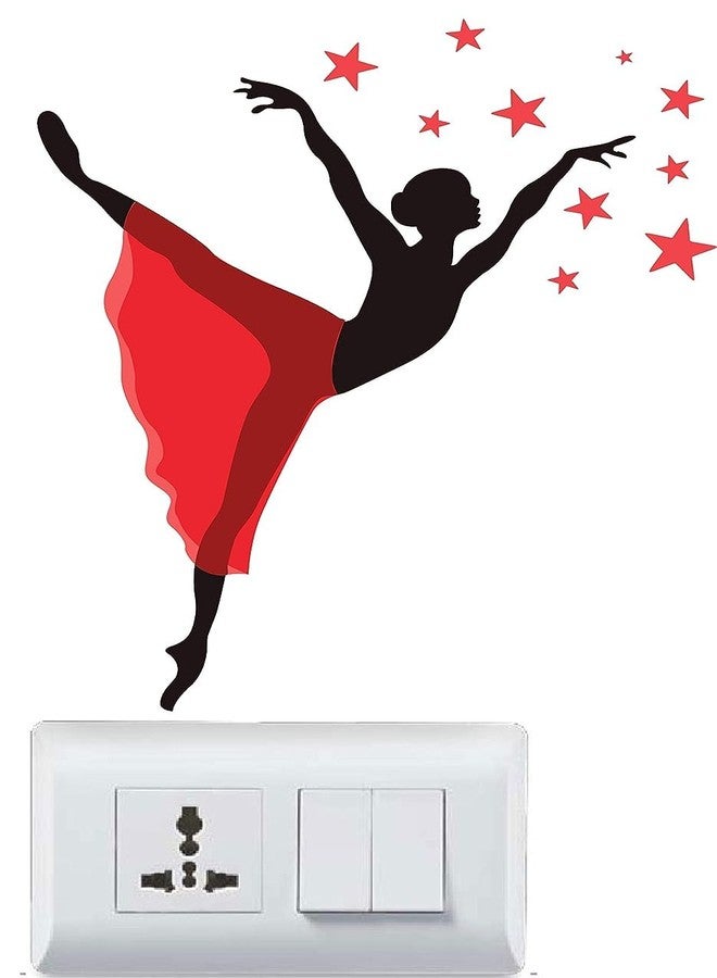 Byte Shop Decorative Small Switch Penal/Board décor Wall Sticker of Dancing Girl, Standing panguin, Sleeping Bear, Love Peris, Couple and Floral Branch Decal self Adhesive (PVC Vinyl Multicolor) - Image 5