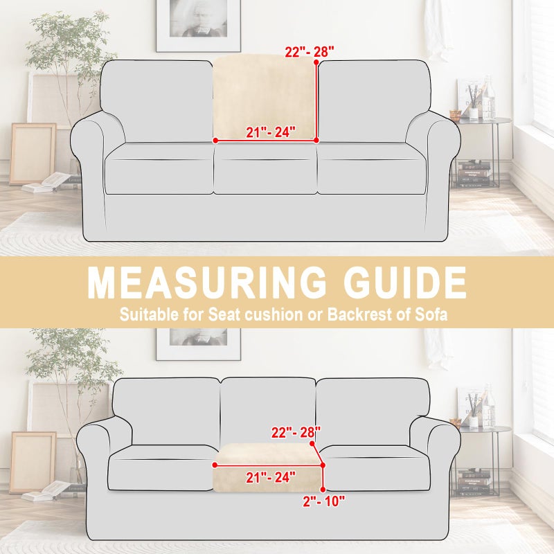 BT.WA Couch Cushion Cover Velvet 1 Piece Seat Cushion Cover Stretch Armchair Cover Separate Sectional Sofa Slipcovers Furniture Protector (1-Seater or Sofa Backrest  Milk White) - Image 5