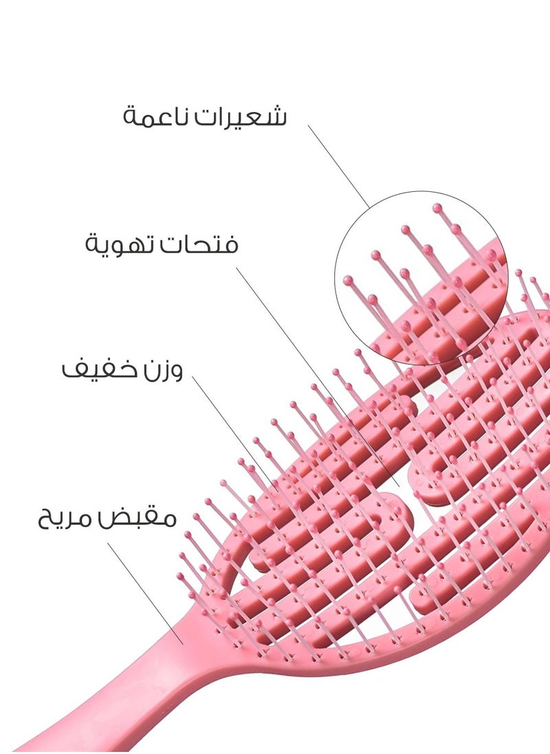 ميلا - فرشاة الشعر ذات الشكل البيضاوي فك تشابك الشعر للشعر الجاف والرطب والمجعد - وردي - Image 1