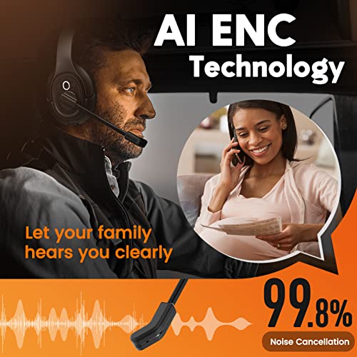 EKSA Truck Driver Bluetooth Headset with Microphone Environmental Noise Cancelling Wireless Headphone 99ft Long Wireless Range Up to 30 Hours of Talk Time UltraLarge Soft Earmuff Trucker Headset - Image 3