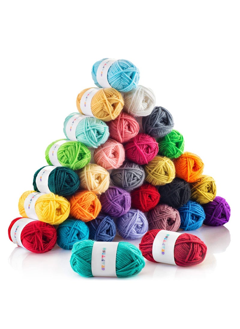 XiuWoo - 30-Piece 20g Acrylic Yarn Skeins Soft Yarn for Crocheting and Knitting Craft Project Assorted Starter Crochet Kit Yarn Bulk for Adults and Kids - Image 1