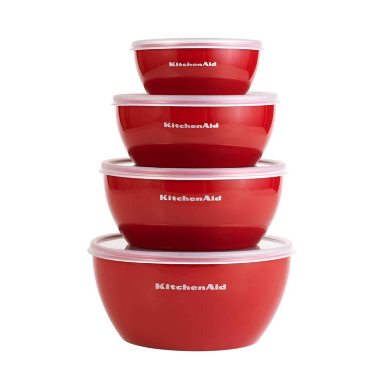KitchenAid Classic Prep Bowls with Lids Set of 4  Empire Red