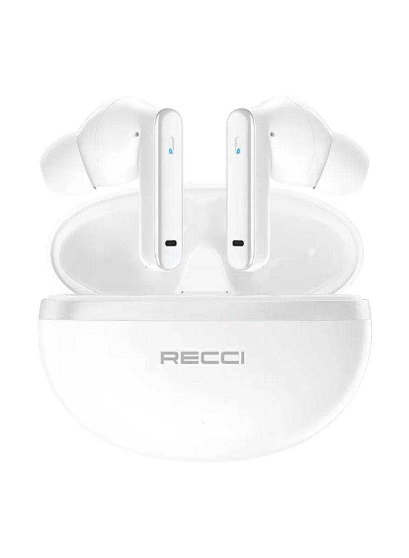 ريتشي سماعة أذن لاسلكية RECCI REP-W88 مع ميزة إلغاء الضوضاء النشط (ANC) | بلوتوث 5.3 | صوت قوي عميق | تحكم باللمس | بطارية طويلة العمر – أبيض - Image 1