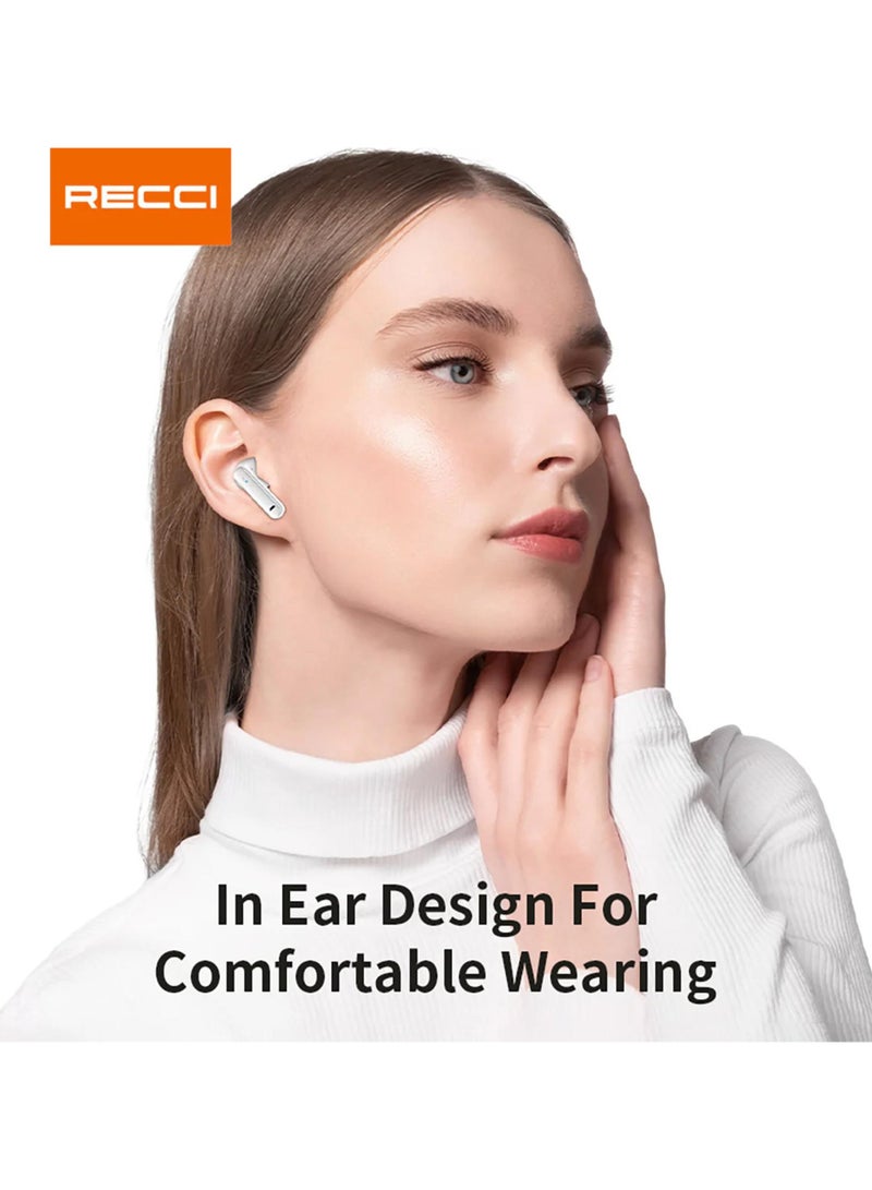 ريتشي سماعة أذن لاسلكية RECCI REP-W88 مع ميزة إلغاء الضوضاء النشط (ANC) | بلوتوث 5.3 | صوت قوي عميق | تحكم باللمس | بطارية طويلة العمر – أبيض - Image 5