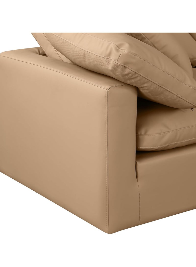 Karnak Nora Plush Collection - Contemporary Modular I-Sectional Sofa (4 Seaters) Brown - Image 4