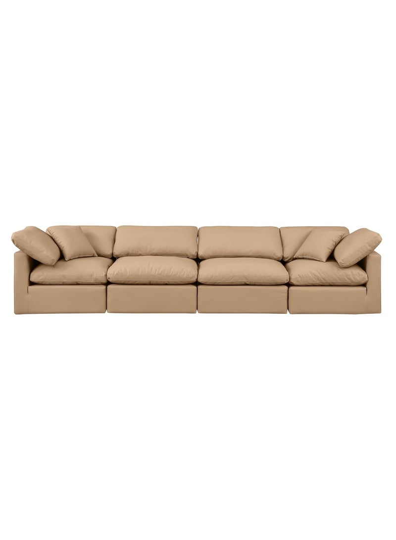 Karnak Nora Plush Collection - Contemporary Modular I-Sectional Sofa (4 Seaters) Brown - Image 3
