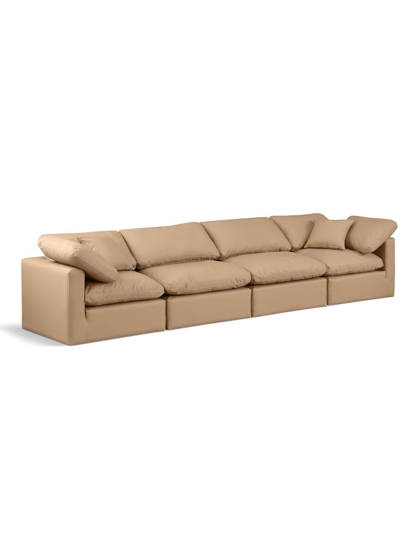 Karnak Nora Plush Collection - Contemporary Modular I-Sectional Sofa (4 Seaters) Brown - Image 5