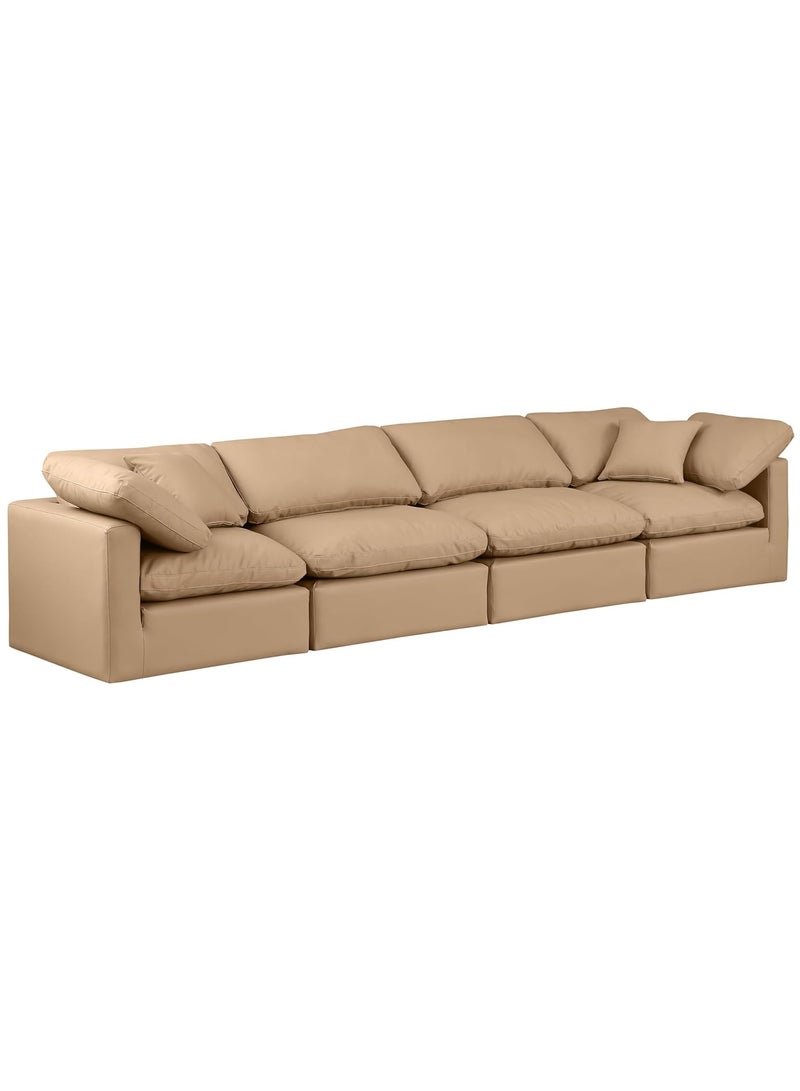 Karnak Nora Plush Collection - Contemporary Modular I-Sectional Sofa (4 Seaters) Brown - Image 1