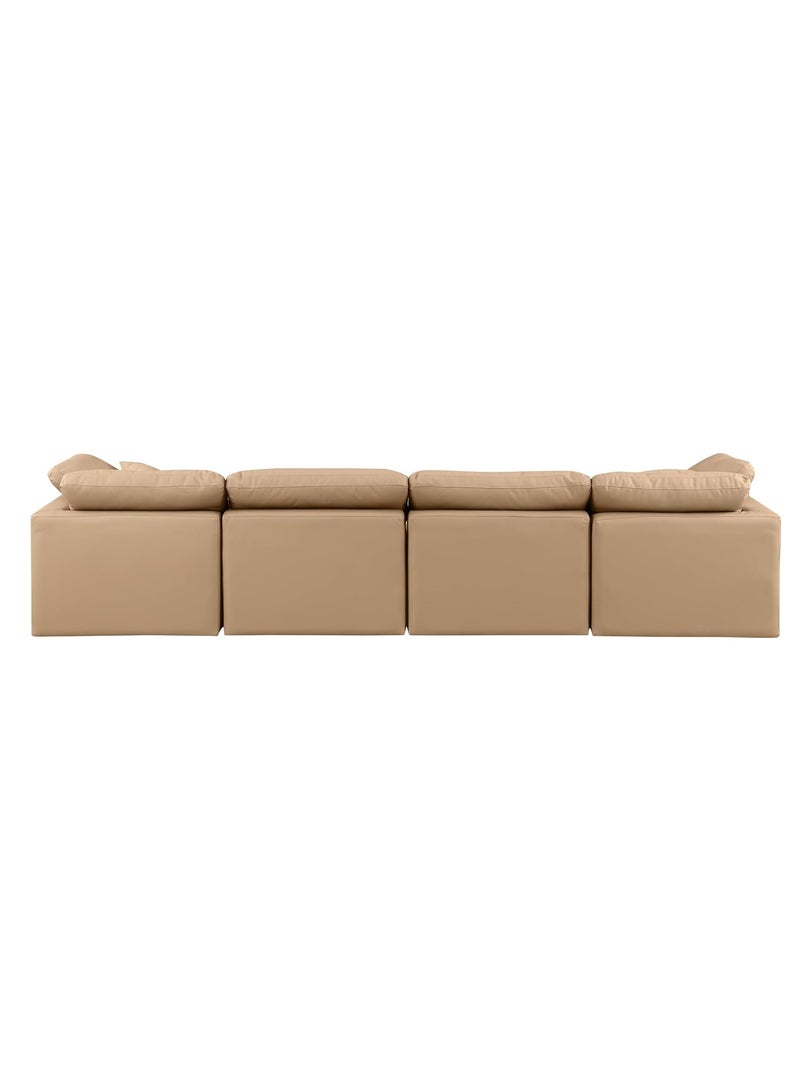 Karnak Nora Plush Collection - Contemporary Modular I-Sectional Sofa (4 Seaters) Brown - Image 2