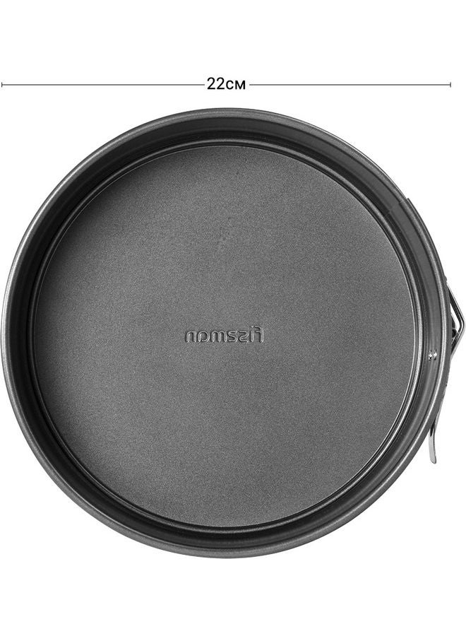 NIBEMINENT Springform Round Shape Carbon Steel With Non Stick Cake Pan Removable Bottom Black 22x6.8cm - Image 4