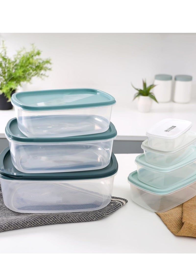 راكسوم مجموعة صناديق تخزين بلاستيكية RF12486، 7 قطع، شفافة، مستطيلة كبيرة، حاويات طعام آمنة للاستخدام في غسالة الأطباق، آمنة للاستخدام في الفريزر، ألوان متنوعة - Image 5