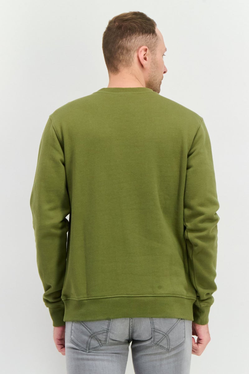 Beause Men Crew Neck Solid Long Sleeves Sweatshirt, Pine Green - Image 4