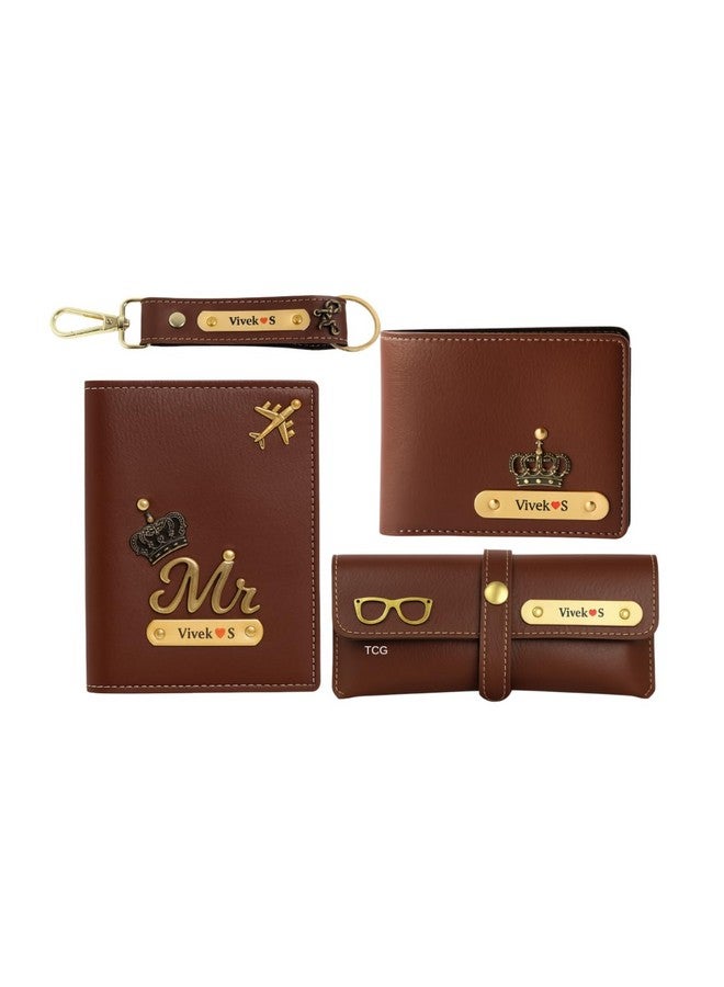 THE CUSTOMISED GIFT هدية مخصصة محفظة جلدية للرجال مع اسم وسحر | هدية للرجل | هدايا عودة لعيد الميلاد | هدايا مخصصة للرجال | هدية راخي راكشا باندان للأخ (مجموعة 1) - Image 1