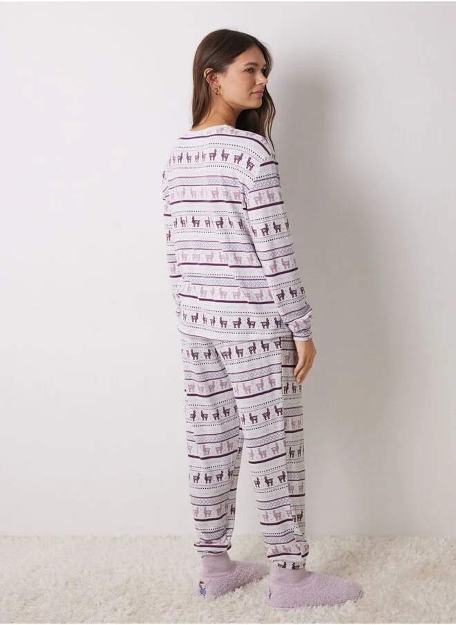 women'secret Mafalda Super Soft Ribbed Long Pajamas