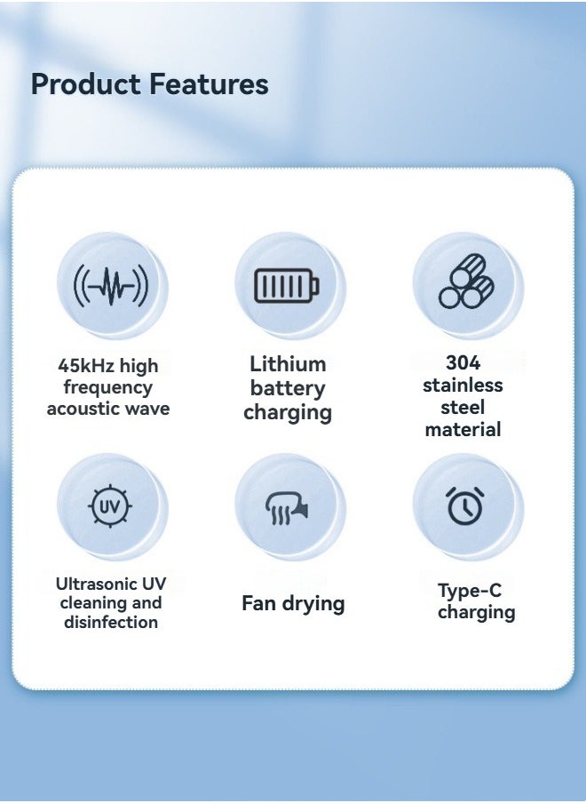 M MIAOYAN Portable rechargeable ultrasonic cleaning machine UV sterilizer braces pacifier cleaning machine  - Image 4