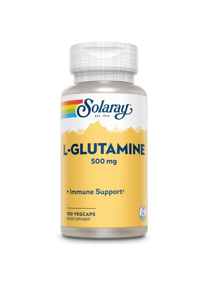 SOLARAY Solaray L Glutamine Capsules 500 mg - Immune Support Supplement - Free Amino Acid - Lab Verified, 60-Day Money-Back Guarantee - 100 Servings, 100 VegCaps - Image 1