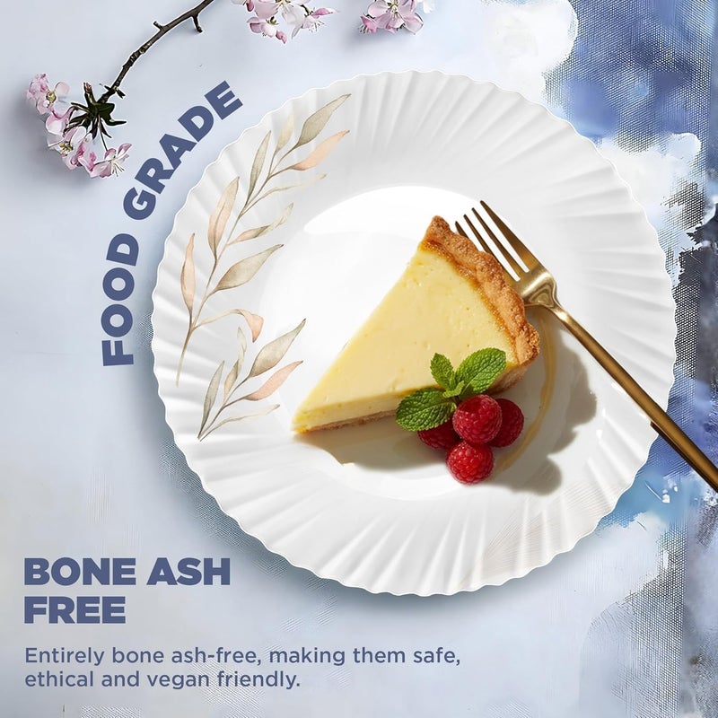TREO by Milton Opalware Aurelia Selene Dinner Set of 13 | Serving for 4 | Microwave & Dishwasher Safe | Bone-Ash Free | Tempered Toughness | Plates & Bowls | Crockery Set for Dining & Gifting | White - Image 2