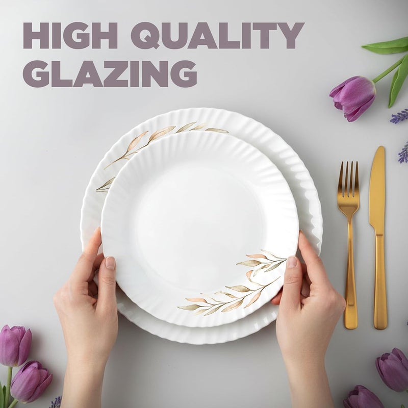 TREO by Milton Opalware Aurelia Selene Dinner Set of 13 | Serving for 4 | Microwave & Dishwasher Safe | Bone-Ash Free | Tempered Toughness | Plates & Bowls | Crockery Set for Dining & Gifting | White - Image 5