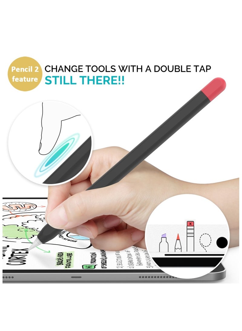 O Ozone - Case Cover Silicone Sleeve Skin Compatible with Apple Pencil 2nd Generation Protective Holder Skin Grip Case (Black & Yellow) - Image 1