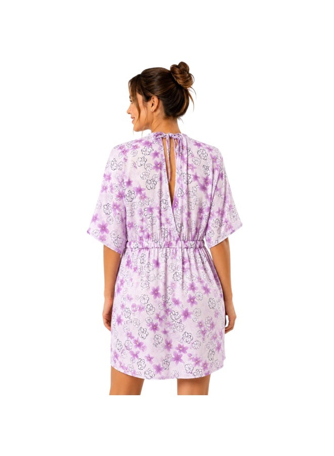 Zecotex Women's Short Chiffon Floral Print Dress & Beach Cover-Up - Image 3