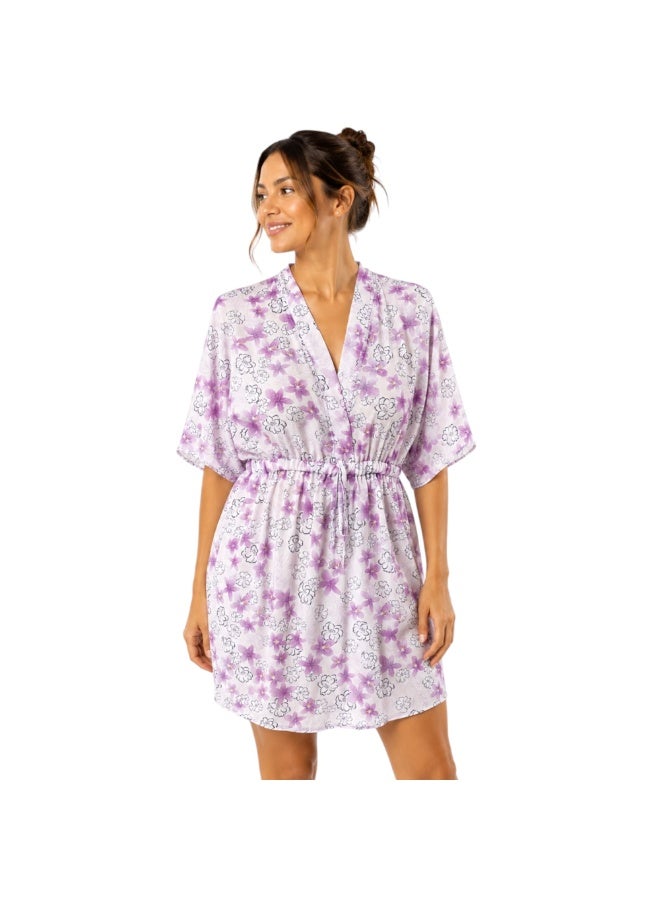 Zecotex Women's Short Chiffon Floral Print Dress & Beach Cover-Up - Image 1