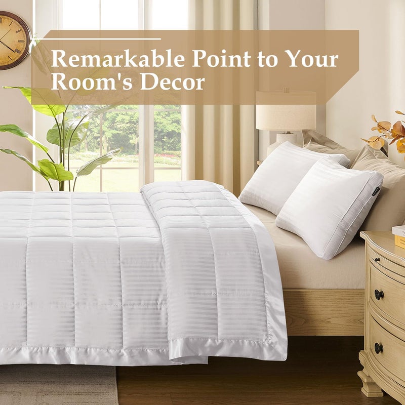 downluxe King Size Blanket with Satin Trim, Lightweight Down Alternative King Blanket for All Season, Machine Washable (Ivory, 90x108 Inch) - Image 3