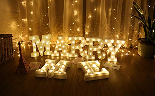 MIRADH LED Marquee Letter Lights Sign; Light Up Alphabet Letters for Wedding Birthday Party Christmas Home Bar Decoration; Warm White (Letter-S) ,Plastic - Image 5