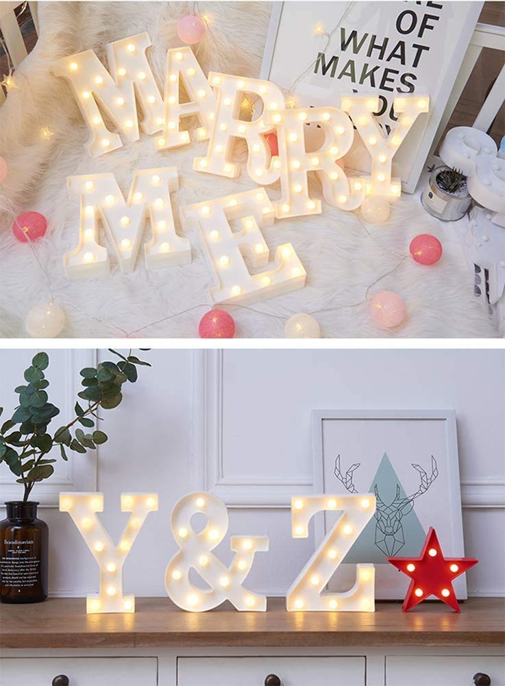 MIRADH LED Marquee Letter Lights Sign; Light Up Alphabet Letters for Wedding Birthday Party Christmas Home Bar Decoration; Warm White (Letter-S) ,Plastic - Image 4
