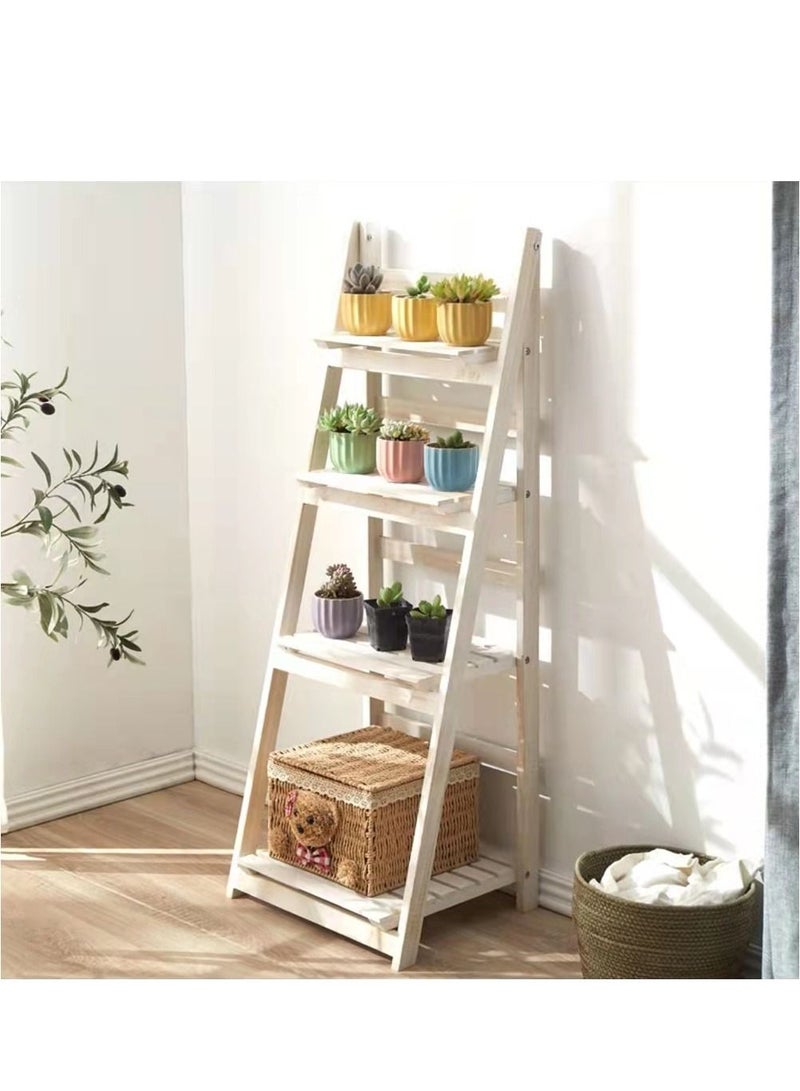 LINGWEI Natural Wood Rack Flowers Stand Decorative 4 Layers Flower Pots Stand For Home Living Room Decoration Bookshelf  - Image 5
