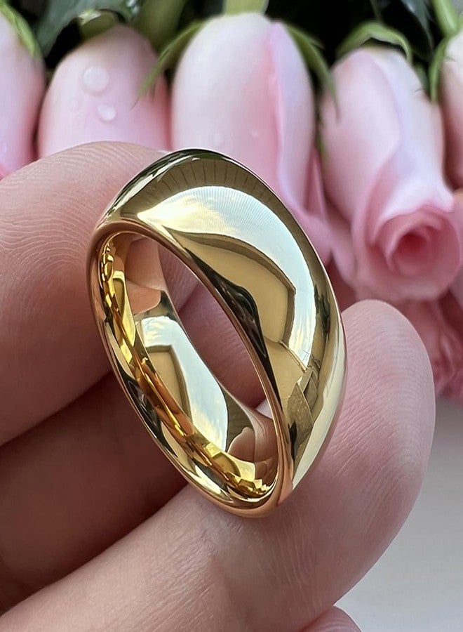 TUTISS 3mm 4mm 5mm 6mm 7mm 8mm 10mm Silver/Gold Tungsten Rings for Men Women Couple Fashion Jewelry Engagement Wedding Bands Domed Polished Comfort Fit, 10.5, Metal, No Gemstone - Image 2
