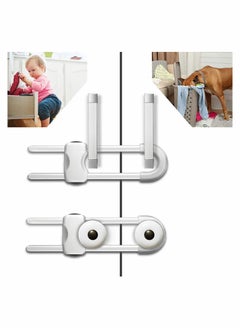 Y&D Child Safety Sliding Cabinet Locks, Baby Proofing Latches Locks U-Shaped, Multi-Purpose Lock, Hassle Free for Kitchen Storage Doors, (6 Pack)  - Image 1
