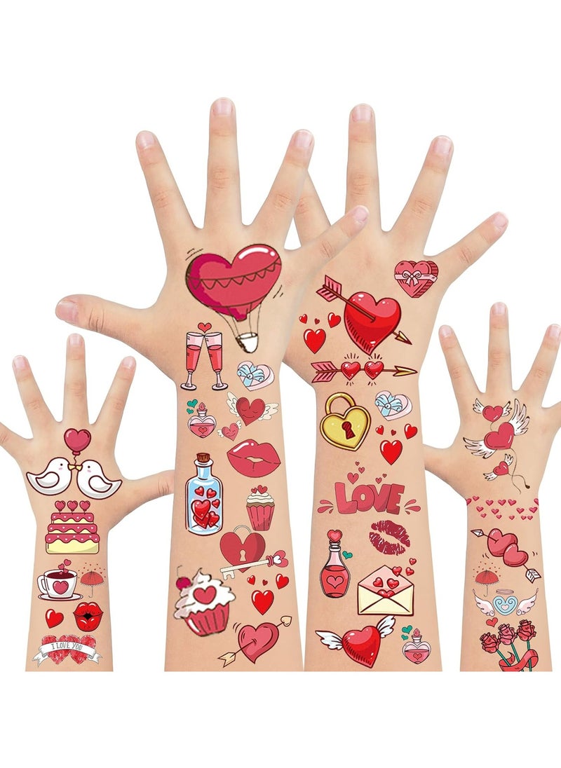 ORAINBOW 10 Sheets 100 Styles Valentine's Day Temporary Tattoo for Kids Women Lip Heart Tattoos Temporary for Party Decorations Supplies Favors Heart Tattoo Stickers for Games Gifts  - Image 1